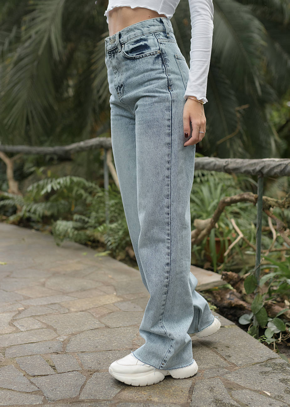 Damskie jeansy Staff light blue wide leg