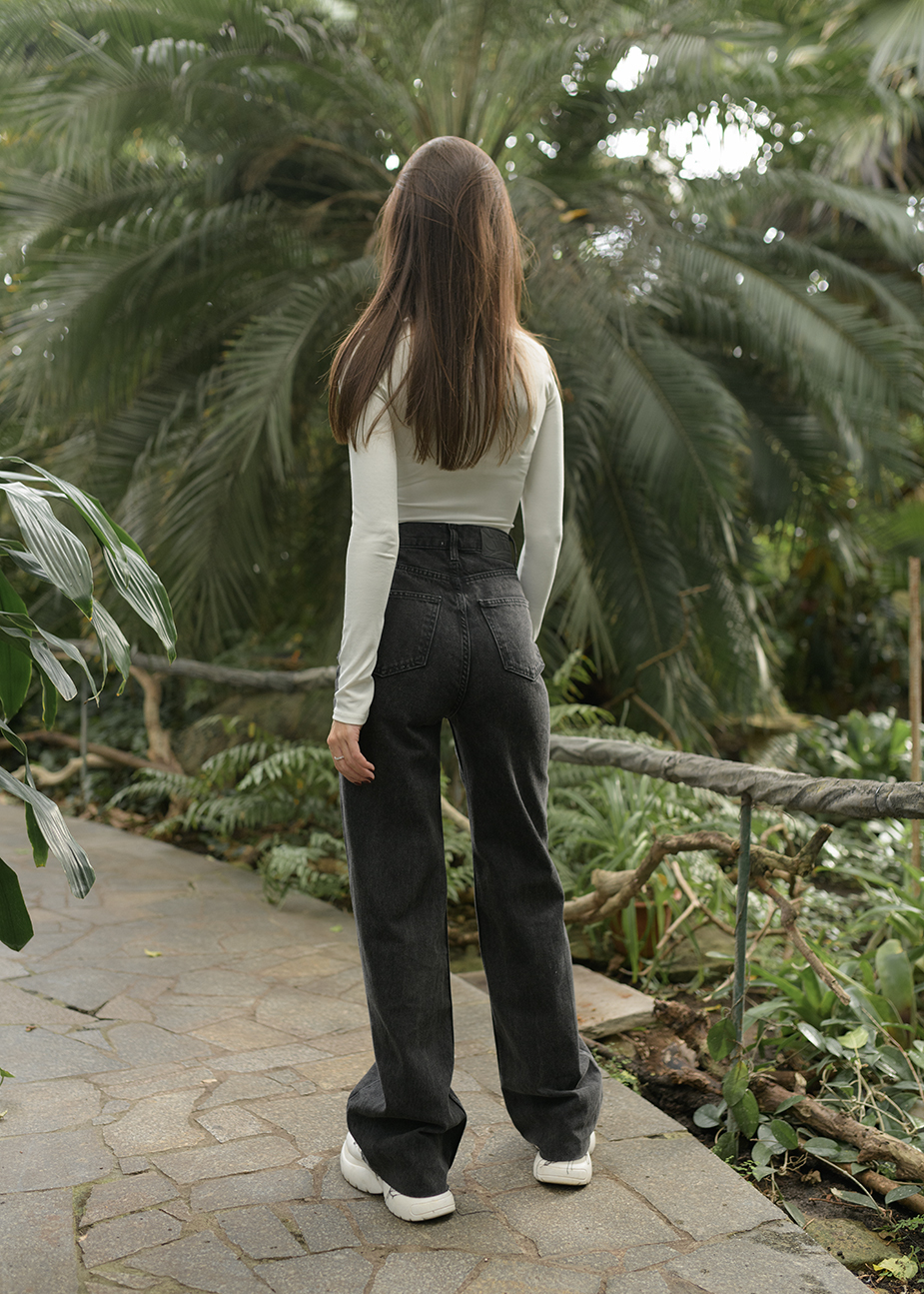 Damskie jeansy Staff dark gray wide leg