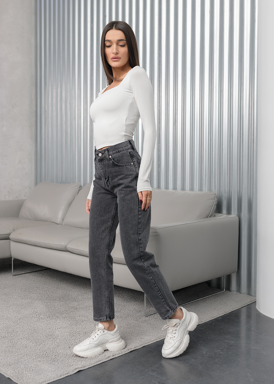 Damskie jeansy Staff gray mom high waist