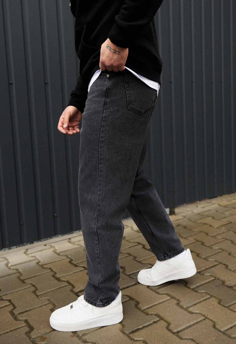 Dżinsy Staff dark gray regular mom