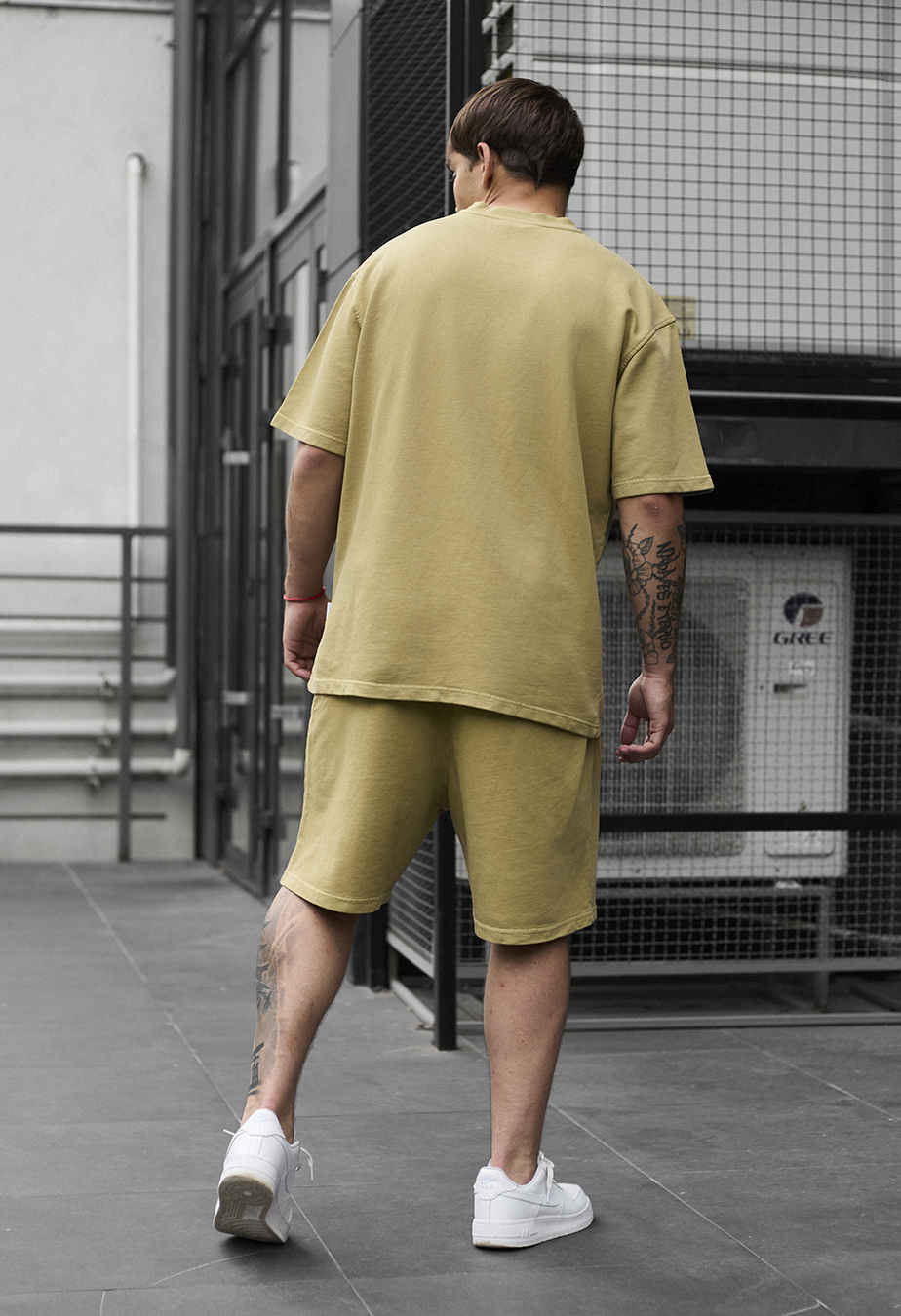 Letni komplet koszulka + spodenki Staff olive premium oversize