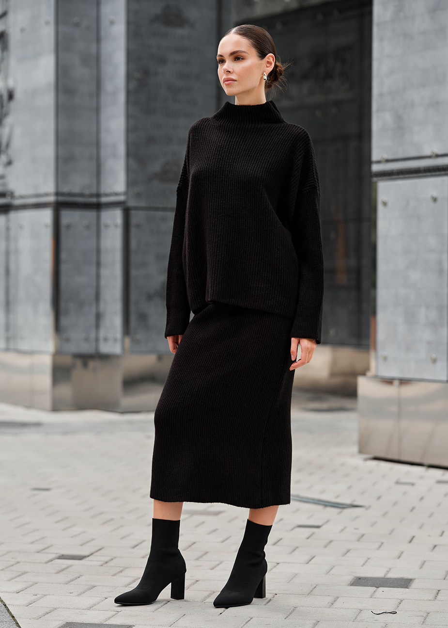 Damski komplet z dzianiny Staff soft black oversize