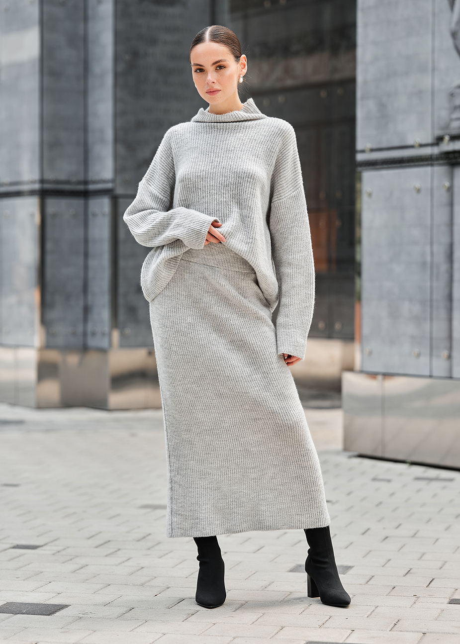 Damski komplet z dzianiny Staff soft gray oversize