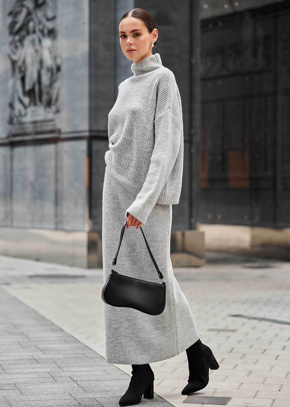 Damski komplet z dzianiny Staff soft gray oversize