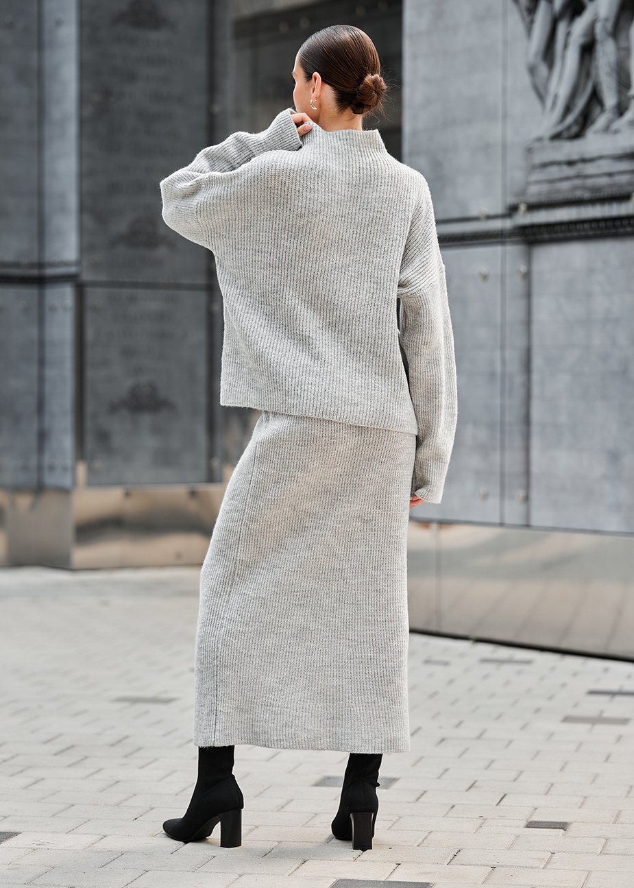 Damski komplet z dzianiny Staff soft gray oversize