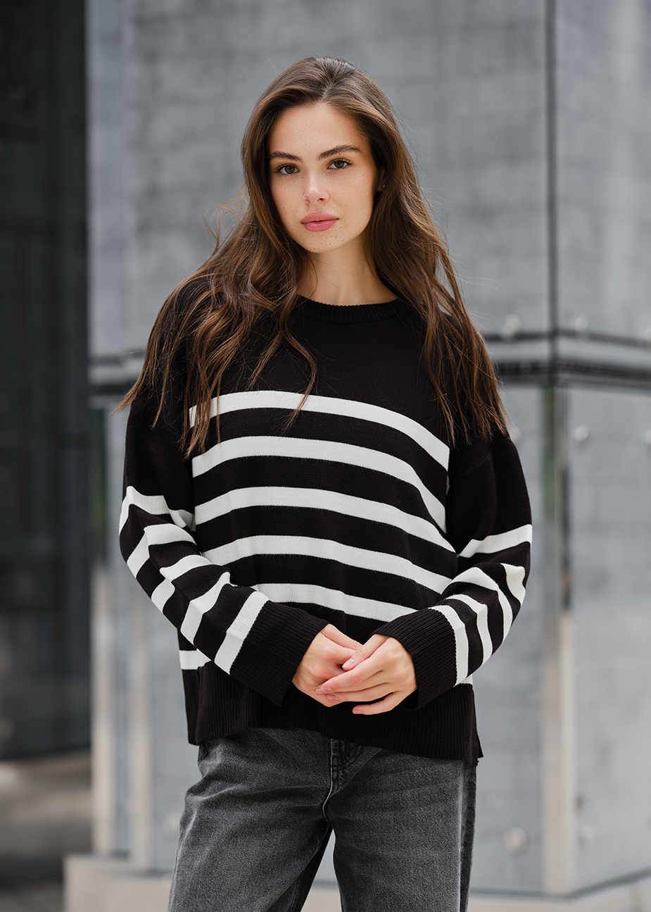 Damski sweter z dzianiny Staff el black & white oversize