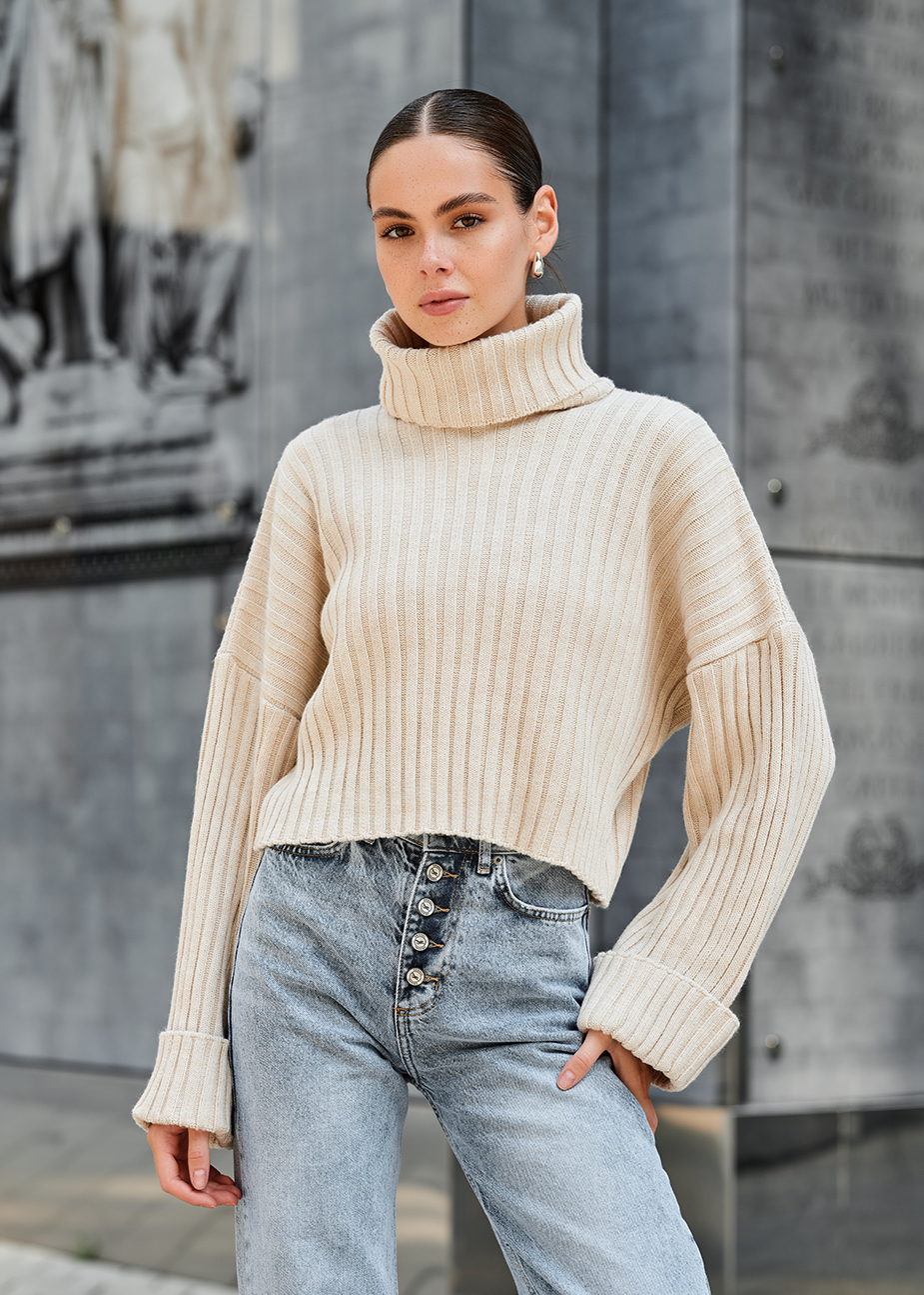 Damski sweter z dzianiny Staff nalle beige