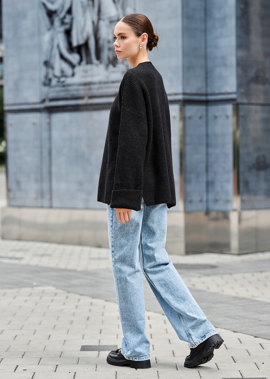 Damski sweter z dzianiny Staff lun black oversize