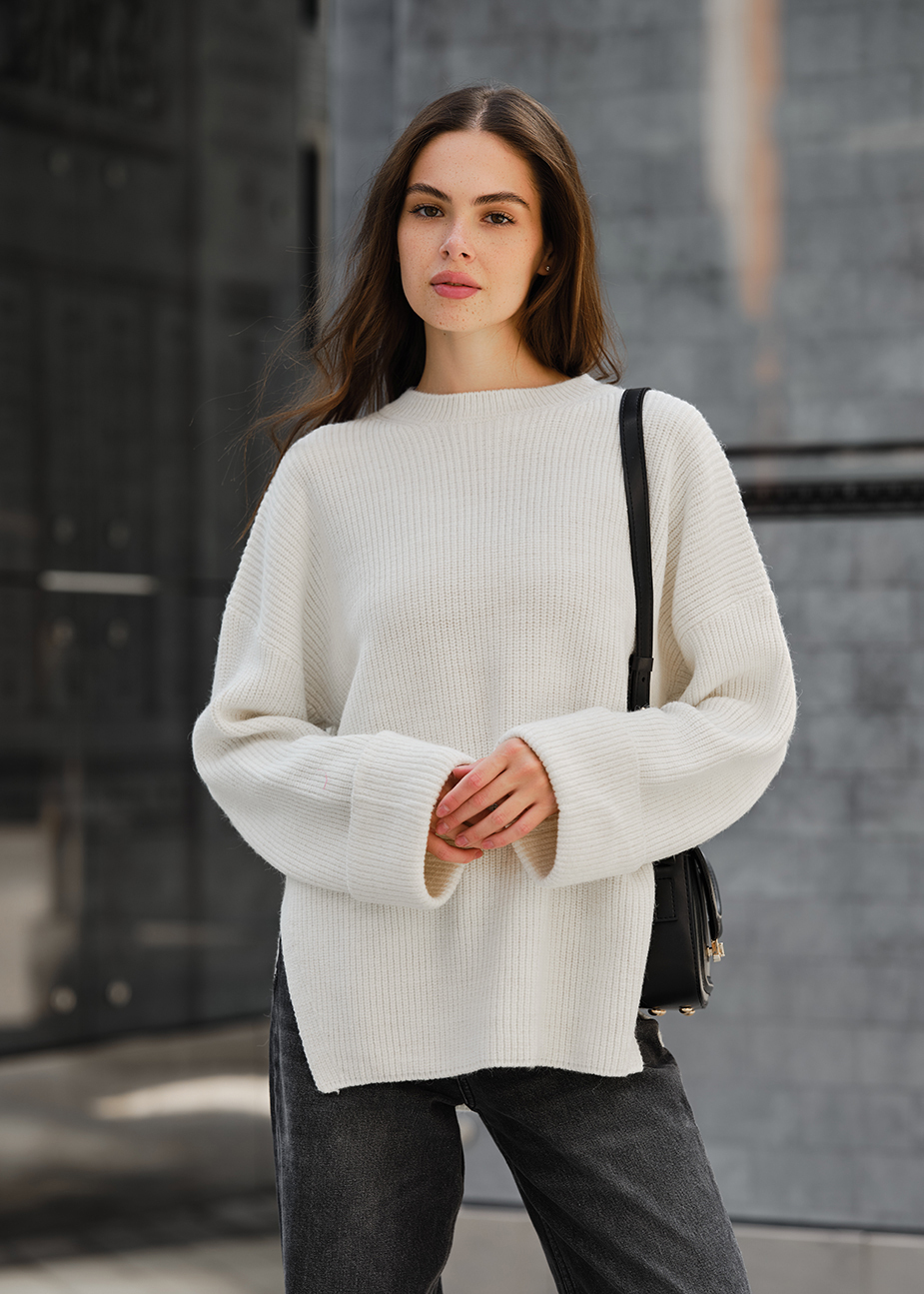 Damski sweter z dzianiny Staff lun white oversize