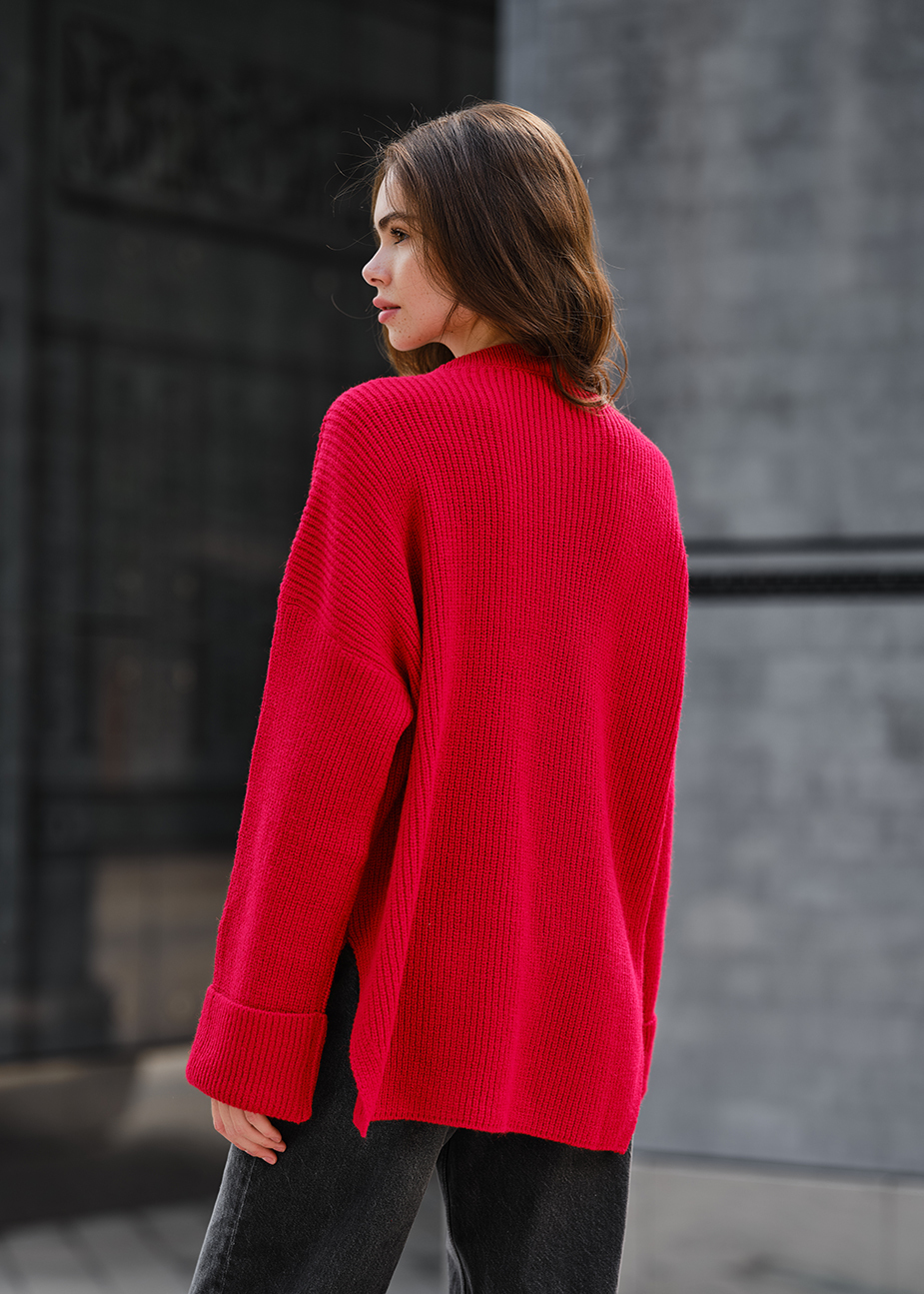 Damski sweter z dzianiny Staff lun red oversize