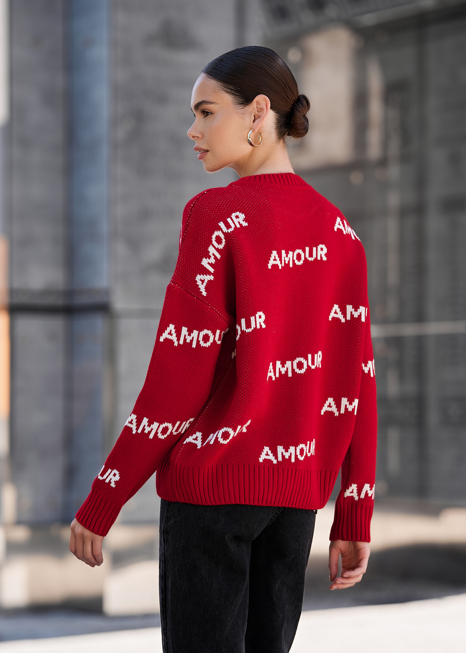 Damski sweter z dzianiny Staff amour red