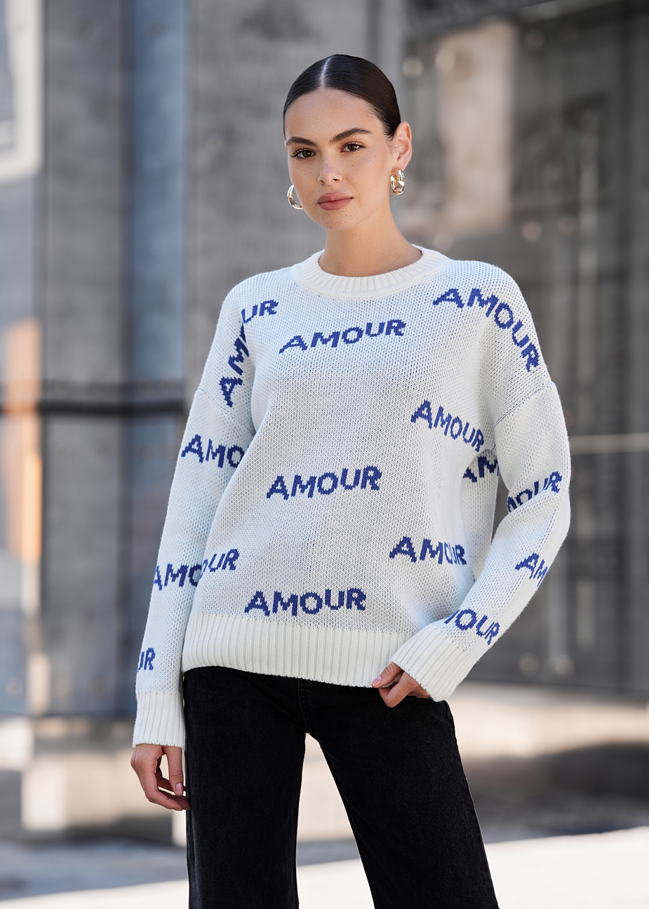 Damski sweter z dzianiny Staff amour white