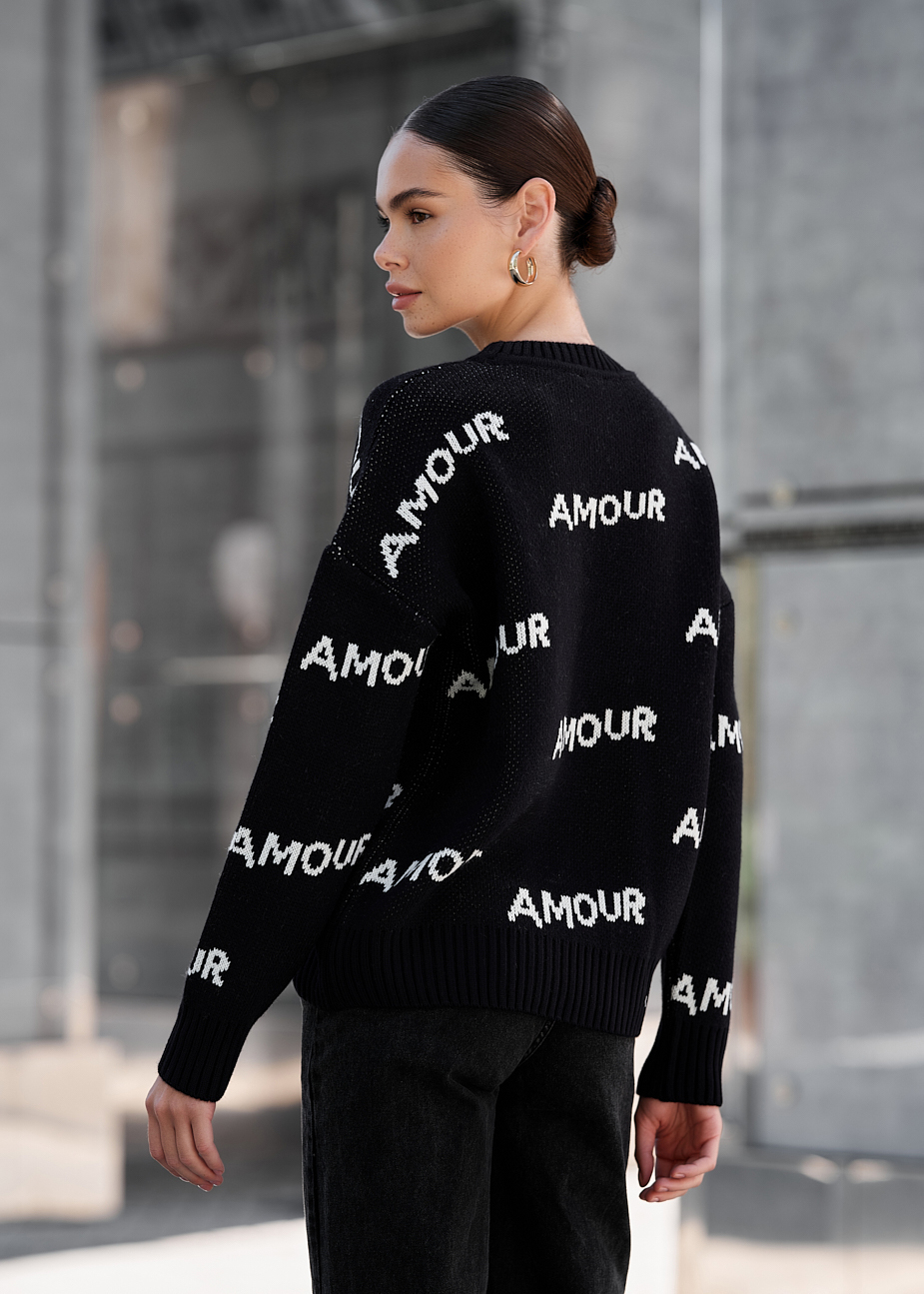 Damski sweter z dzianiny Staff amour black