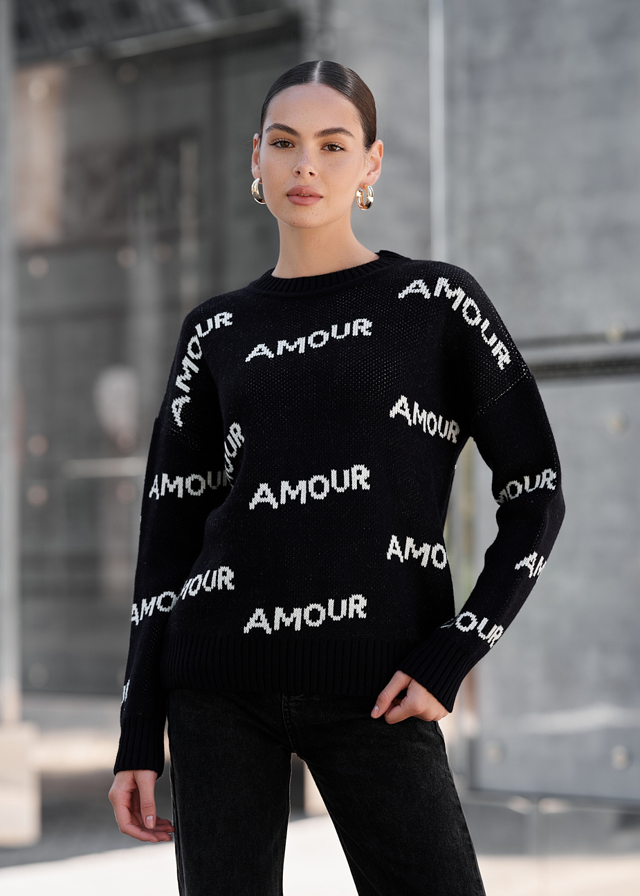 Damski sweter z dzianiny Staff amour black