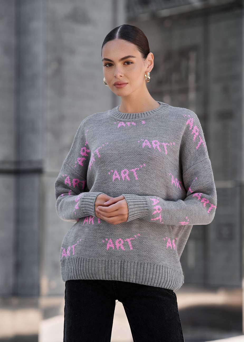 Damski sweter z dzianiny Staff art gray