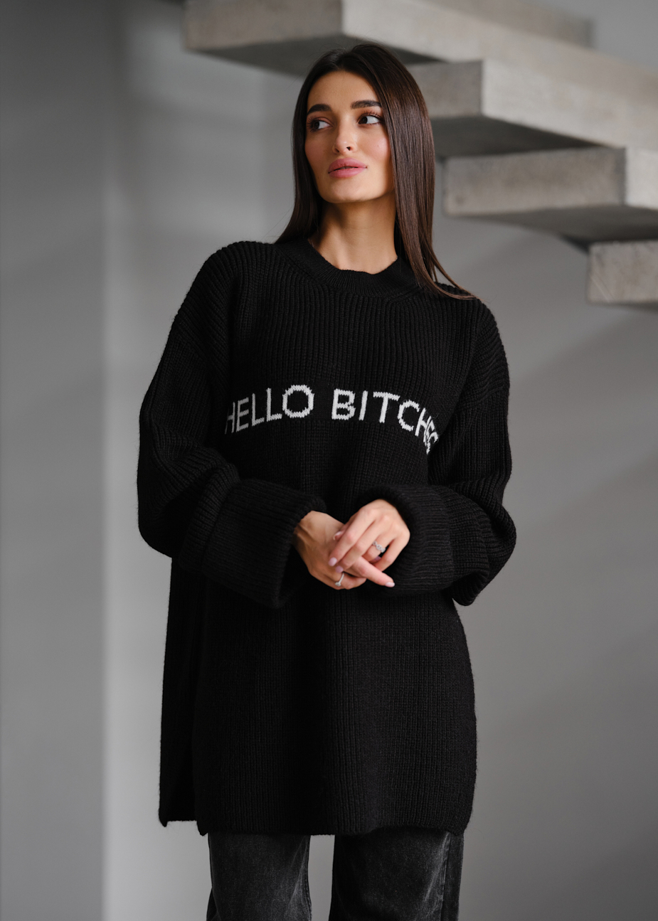 Damski sweter z dzianiny Staff lo black oversize