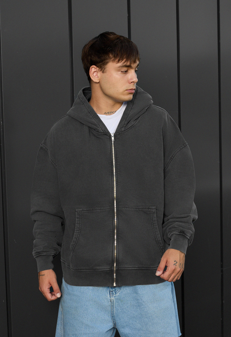 Bluza z kapturem Staff va dark gray2 oversize