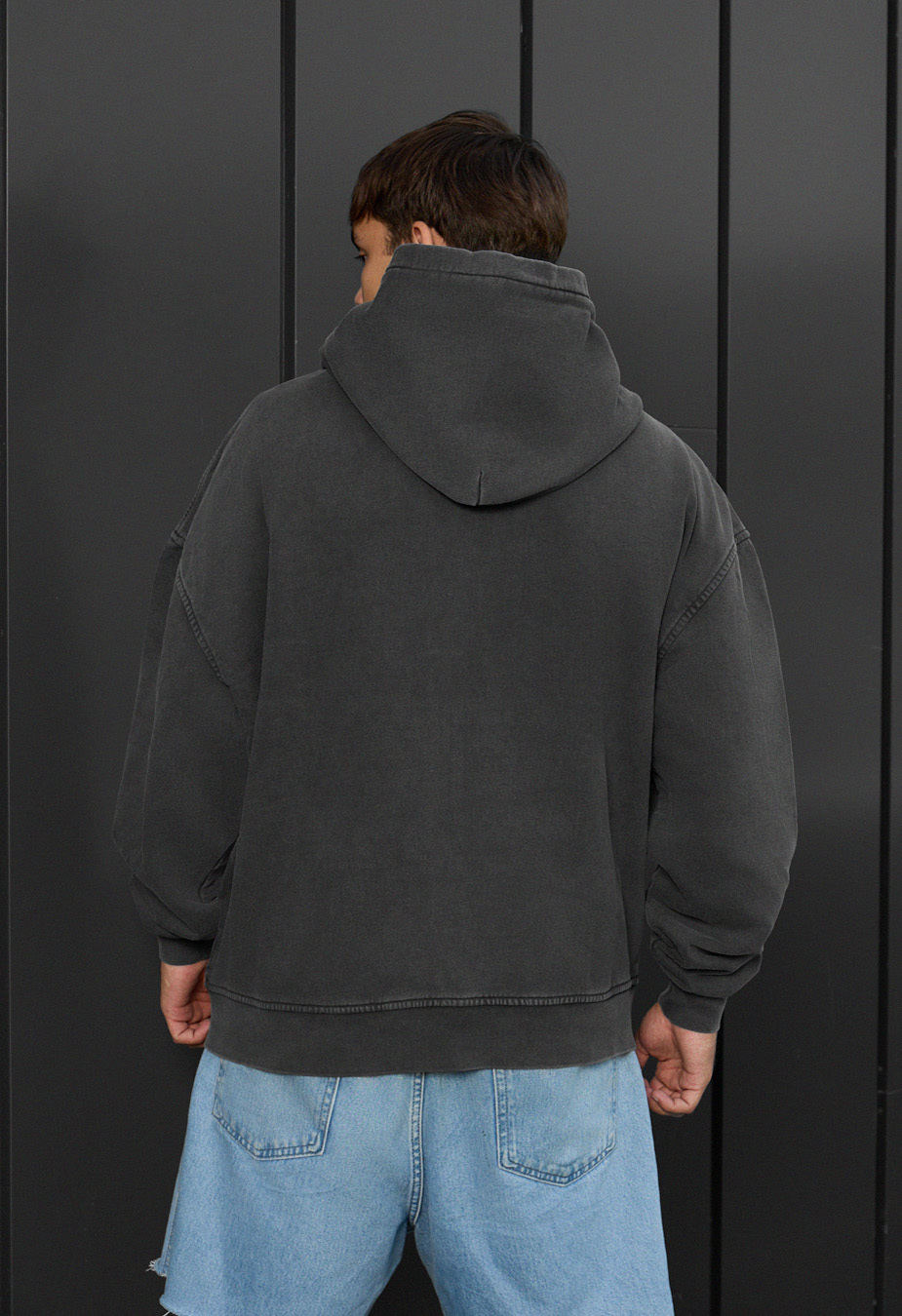 Bluza z kapturem Staff va dark gray2 oversize