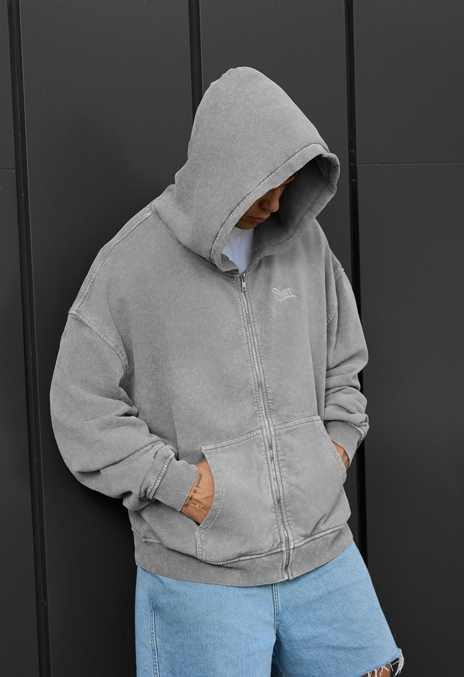 Bluza Staff va light gray logo oversize