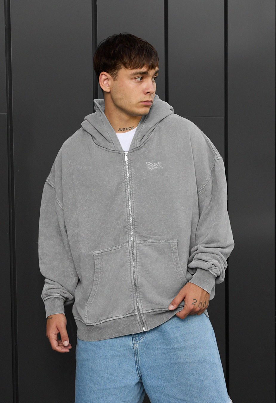 Bluza Staff va light gray logo oversize