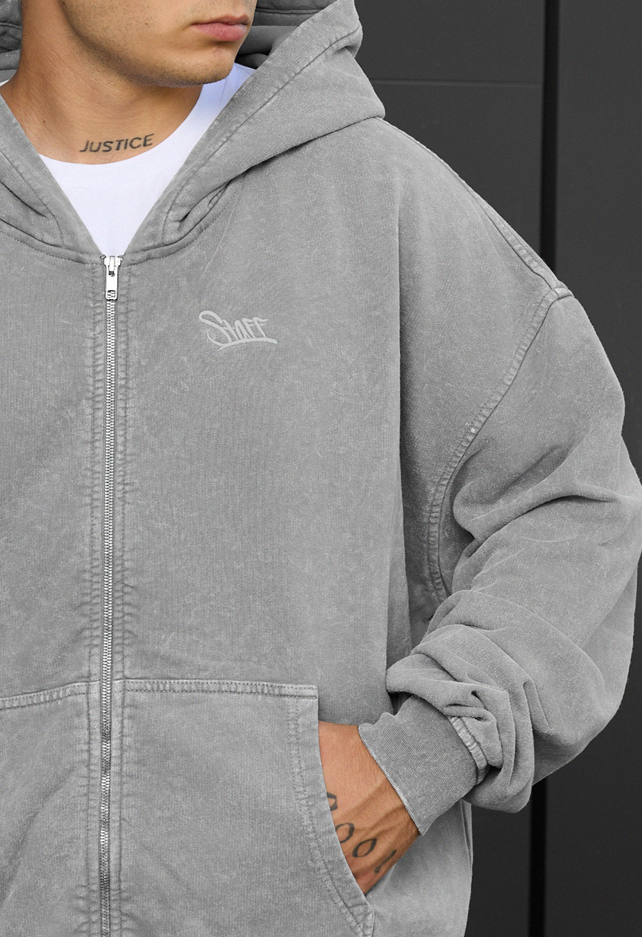 Bluza Staff va light gray logo oversize
