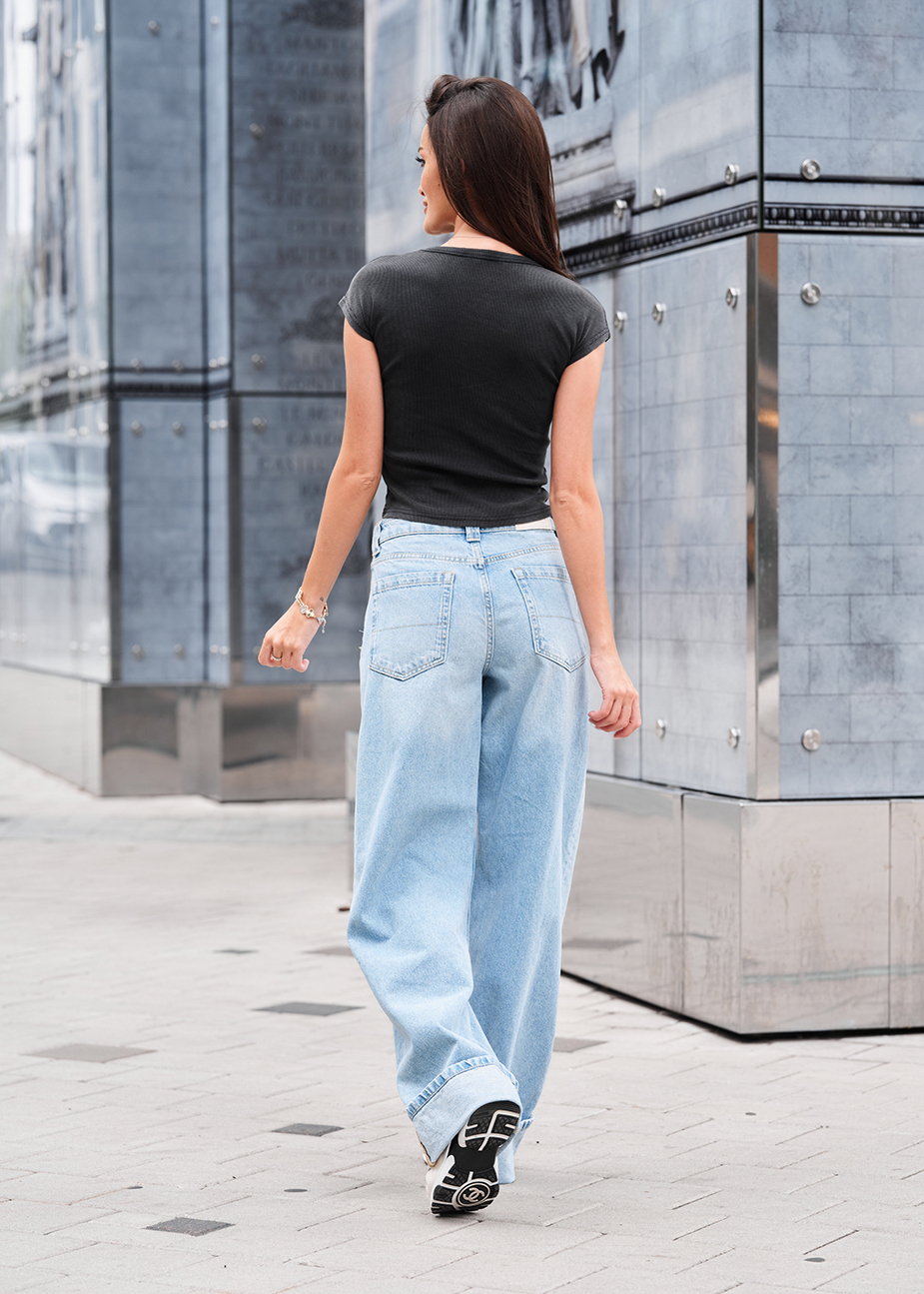 Dżinsy Staff wide-leg light blue