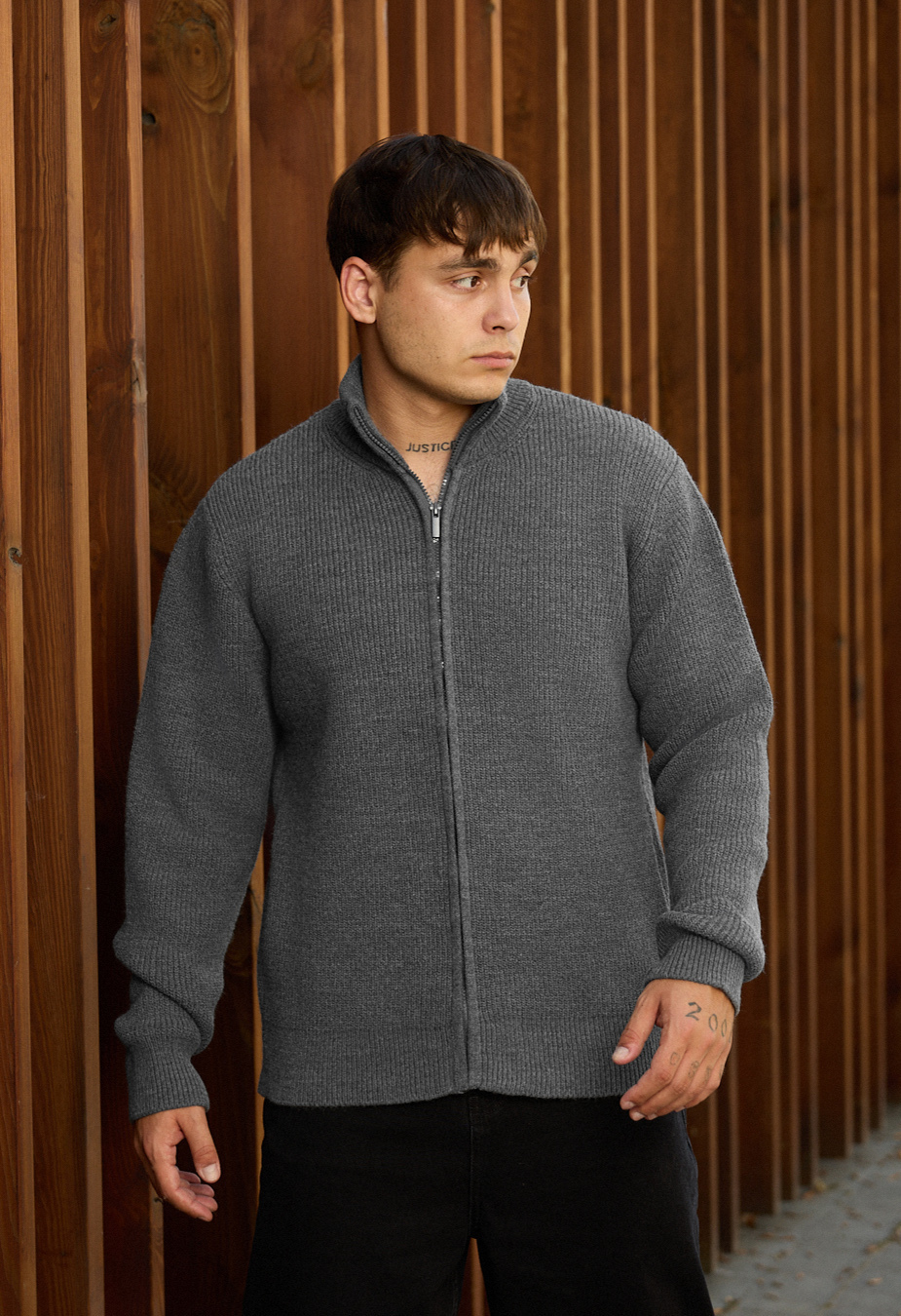 Sweter dzianinowy Staff 99 gray oversize