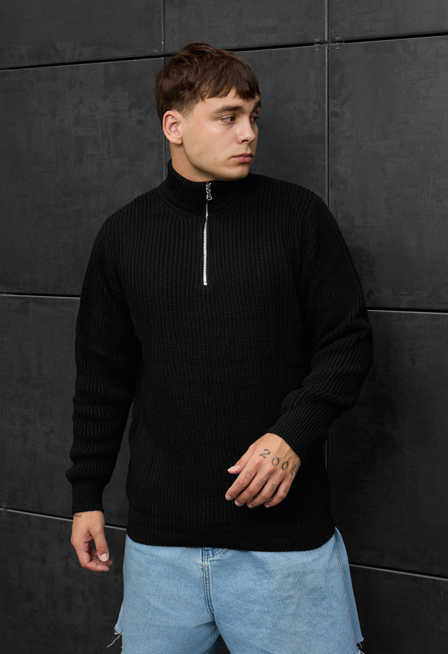 Sweter dzianinowy Staff 91 black oversize