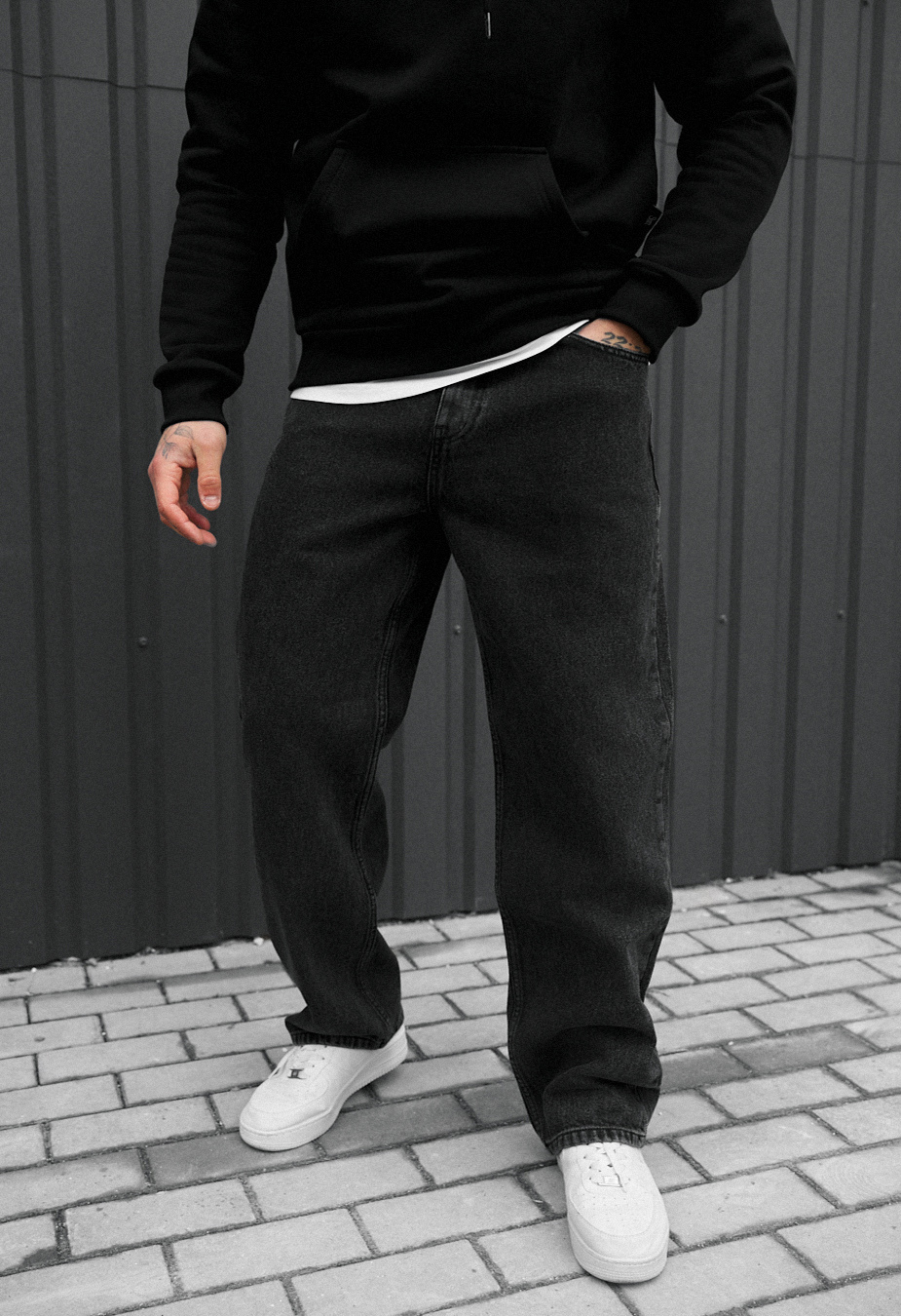 Dzinsy Staff 040 dark gray baggy