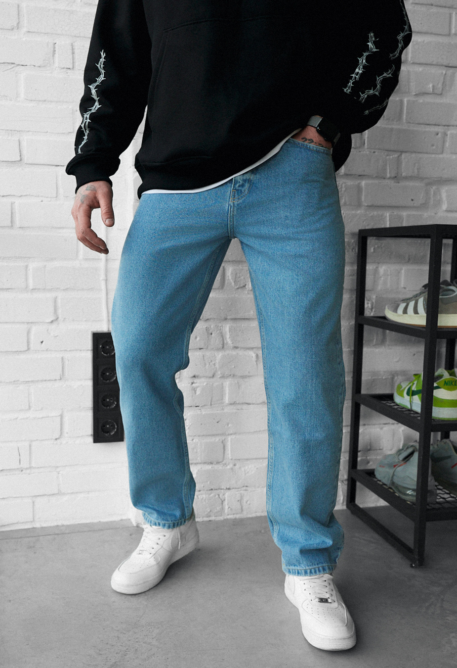 Dżinsy Staff 04 wide-leg light blue