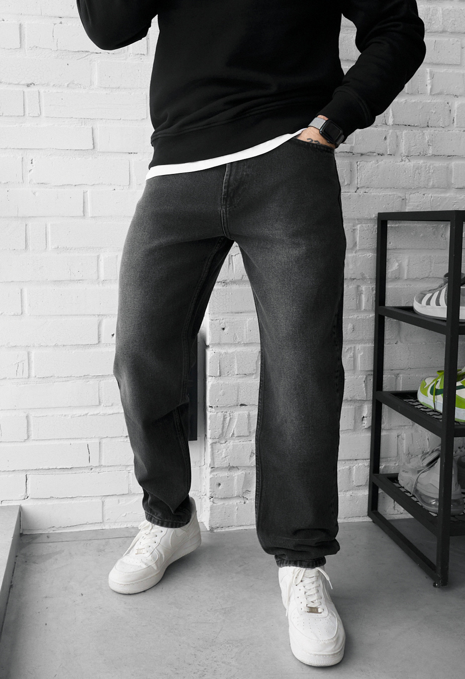 Dżinsy Staff 11 loose fit dark gray