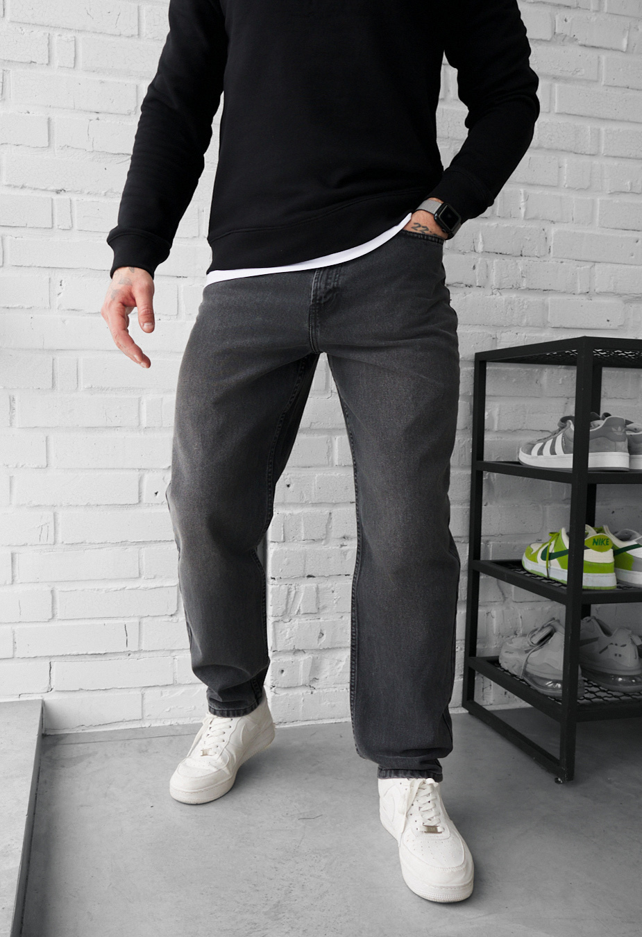 Dżinsy Staff 14 loose fit dark gray