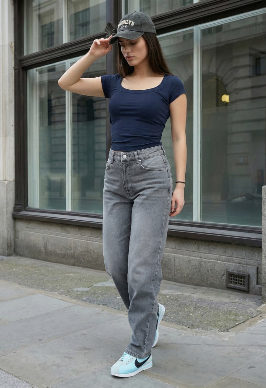 Dżinsy damskie Staff 003 gray mom