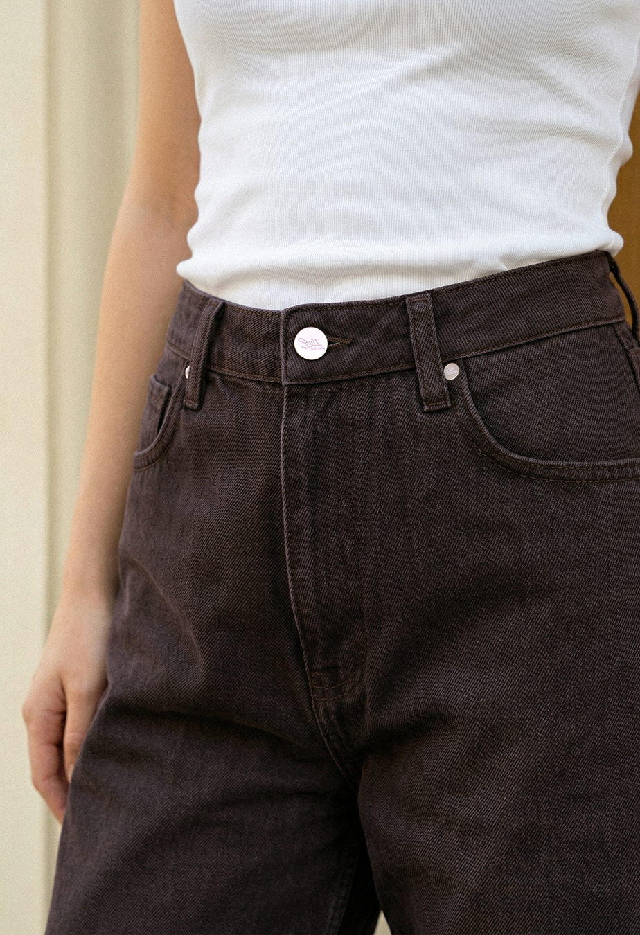 Dżinsy Staff 46 dark brown wide leg