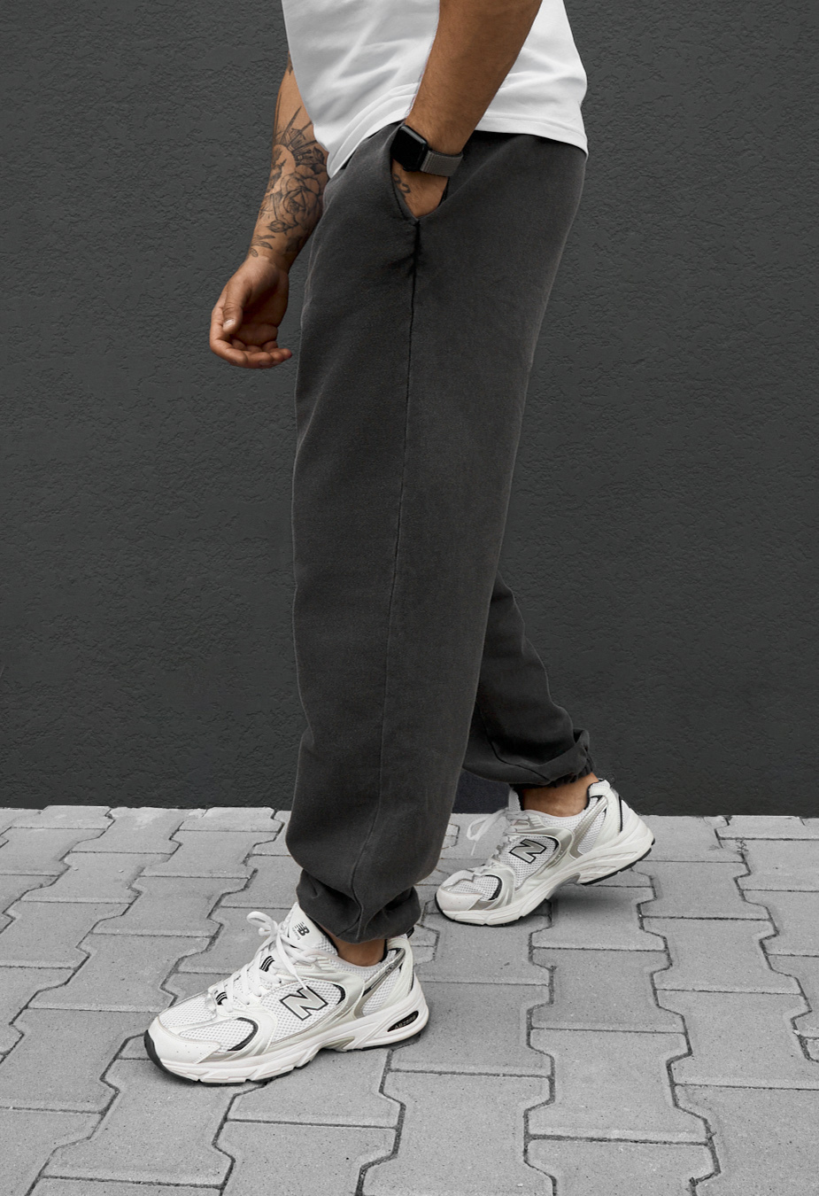Spodnie dresowe Staff di dark gray premium washed