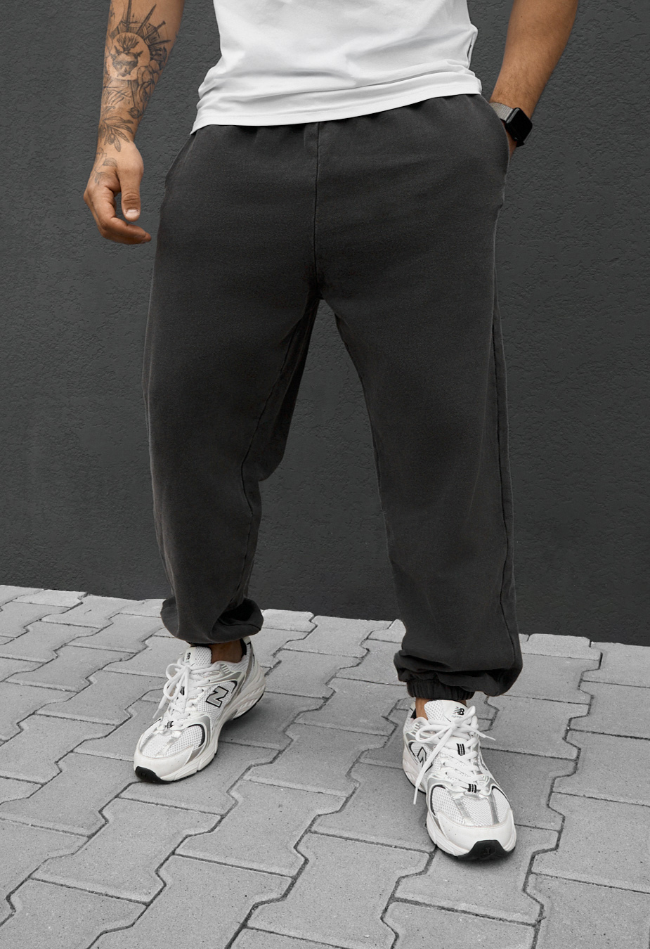 Spodnie dresowe Staff di dark gray premium washed