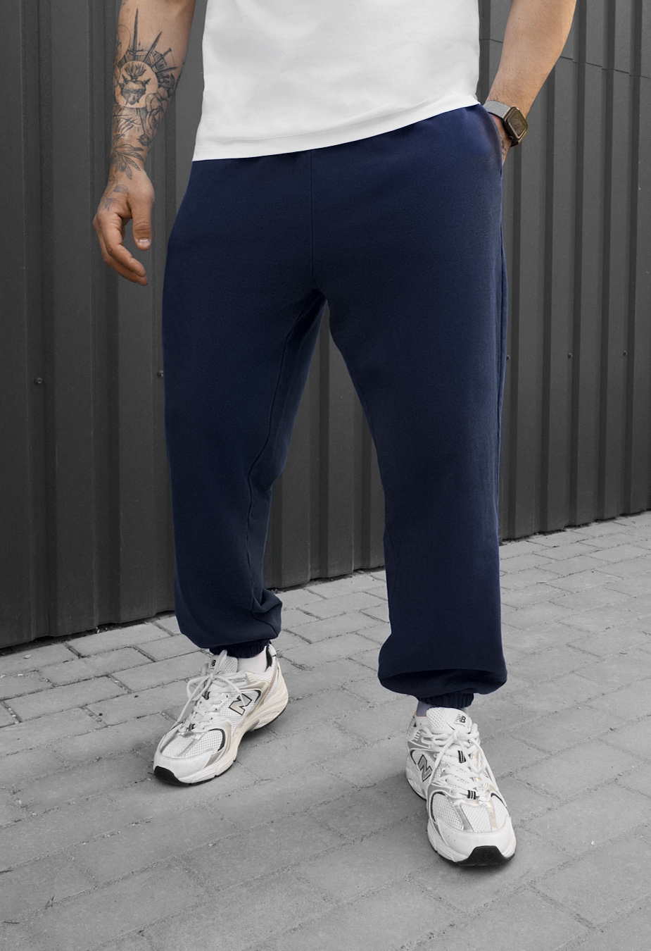 Spodnie dresowe Staff di navy premium washed