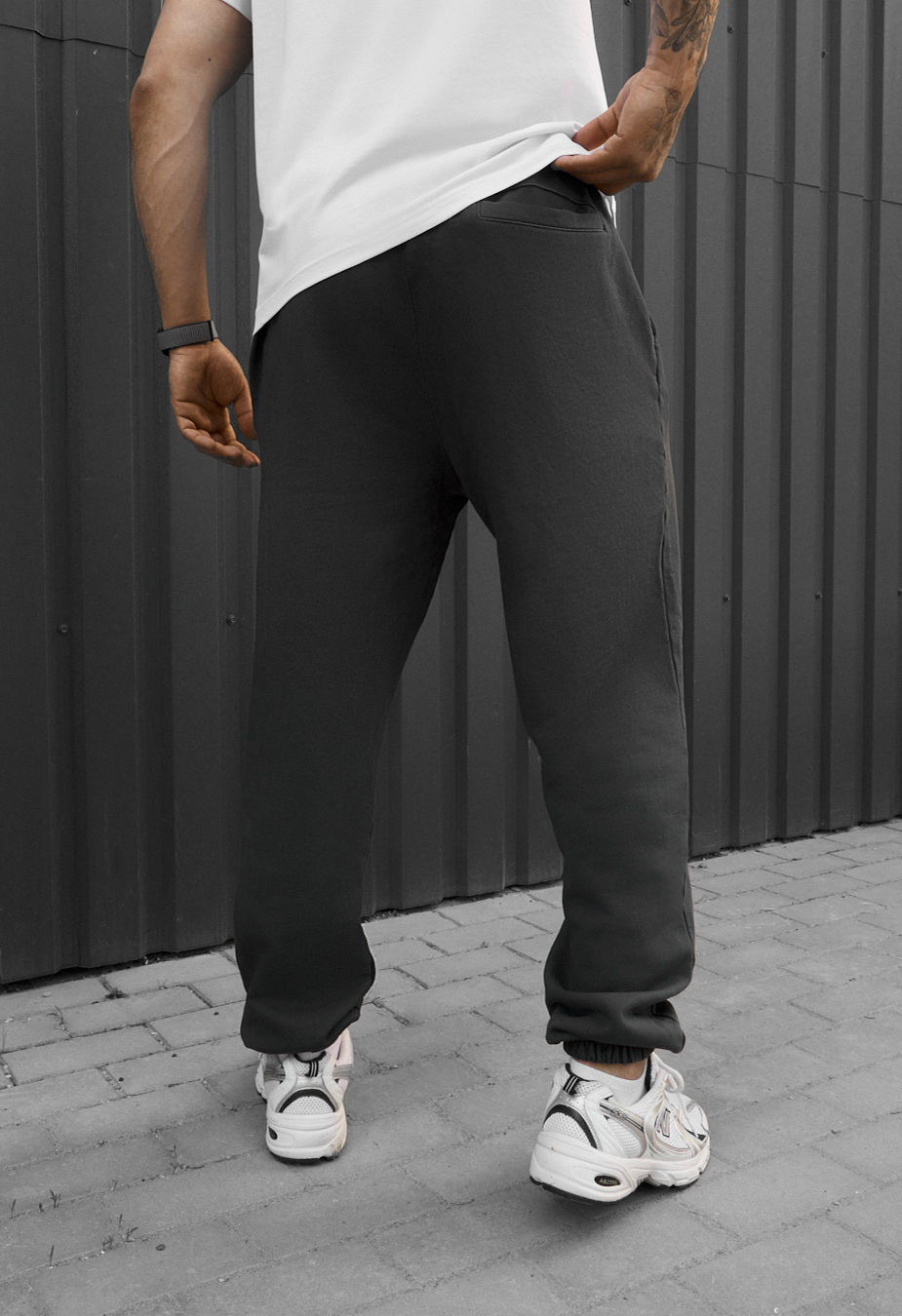 Spodnie dresowe Staff di dark gray premium washed