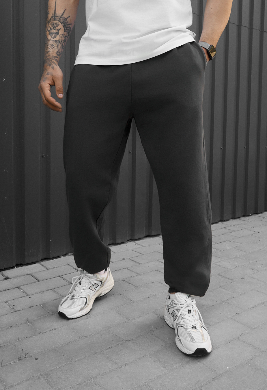 Spodnie dresowe Staff di dark gray premium washed