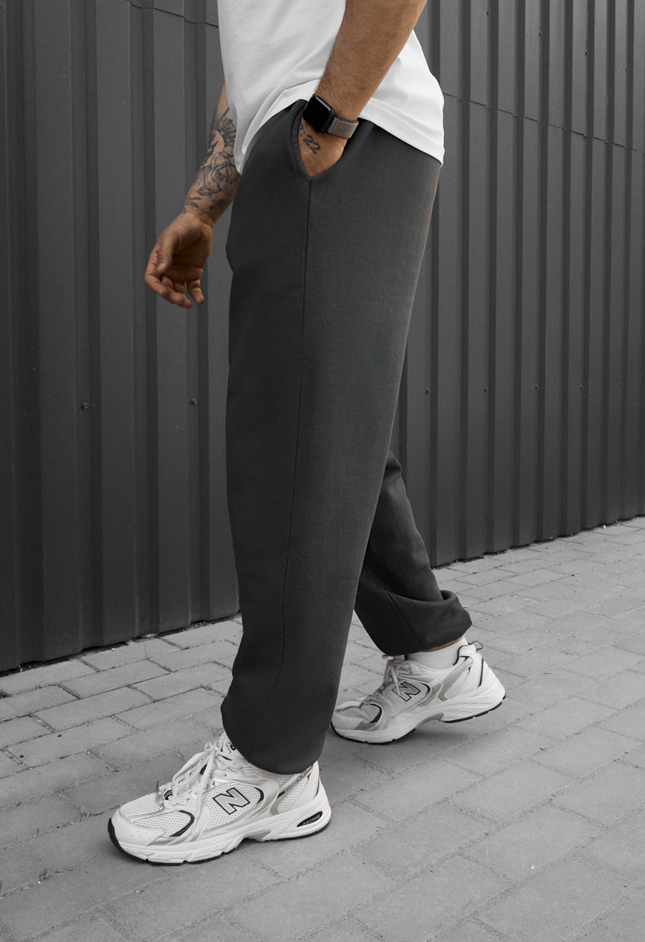Spodnie dresowe Staff di dark gray premium washed