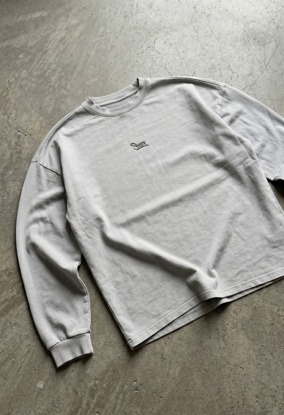 Longsleeve Staff light gray logo premium washed oversize