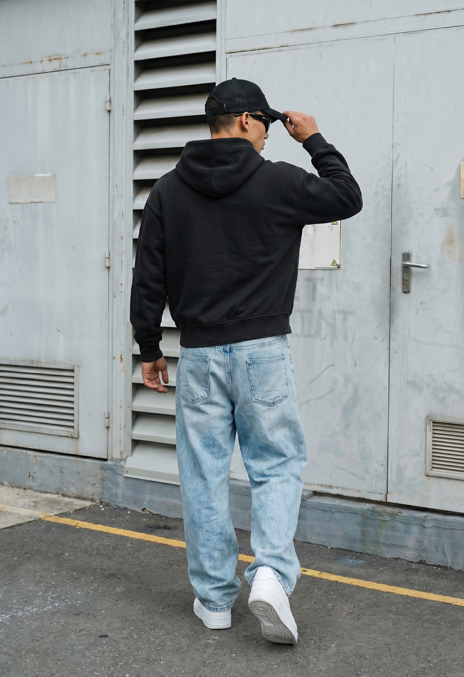 Bluza Staff logo dark gray premium washed oversize