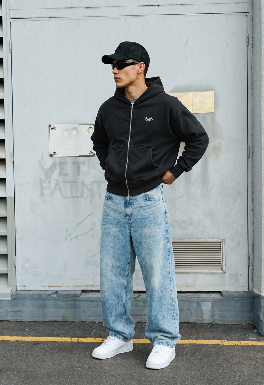Bluza Staff logo dark gray premium washed oversize