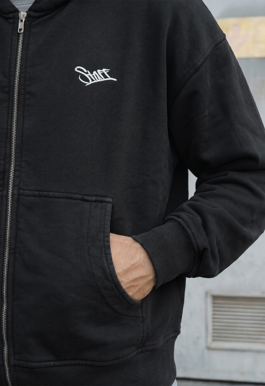 Bluza Staff logo dark gray premium washed oversize