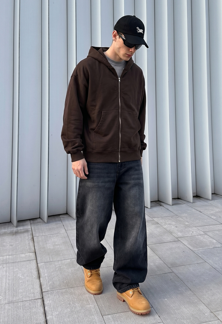 Bluza Staff dark brown premium washed oversize