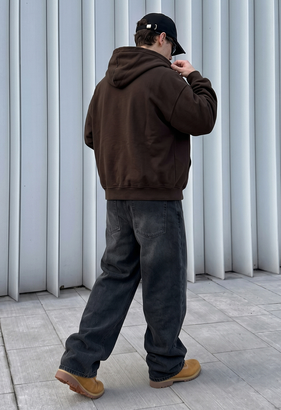 Bluza Staff dark brown premium washed oversize