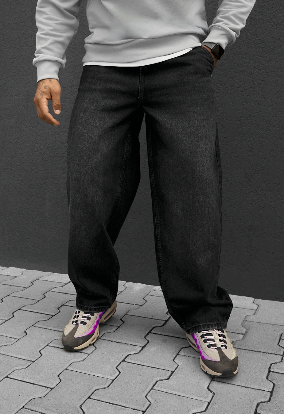 Dżinsy Staff 48 dark gray baggy