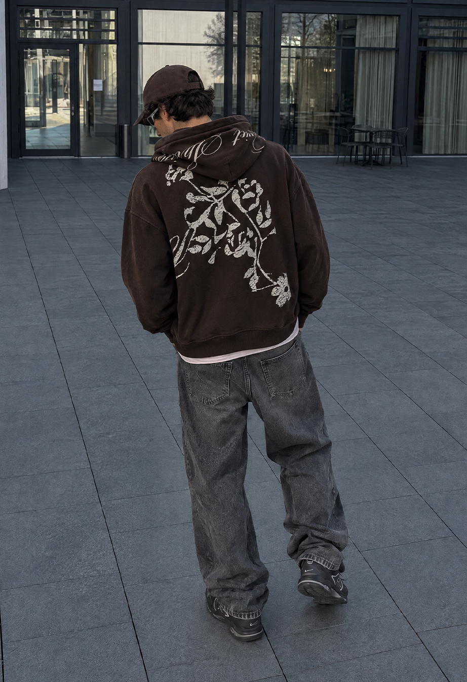Bluza Staff logo dark brown premium washed oversize fleece