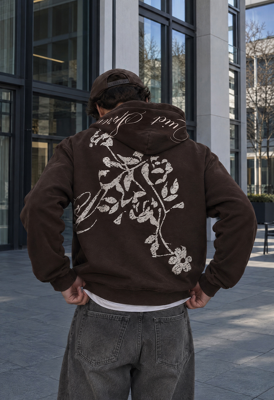 Bluza Staff logo dark brown premium washed oversize fleece