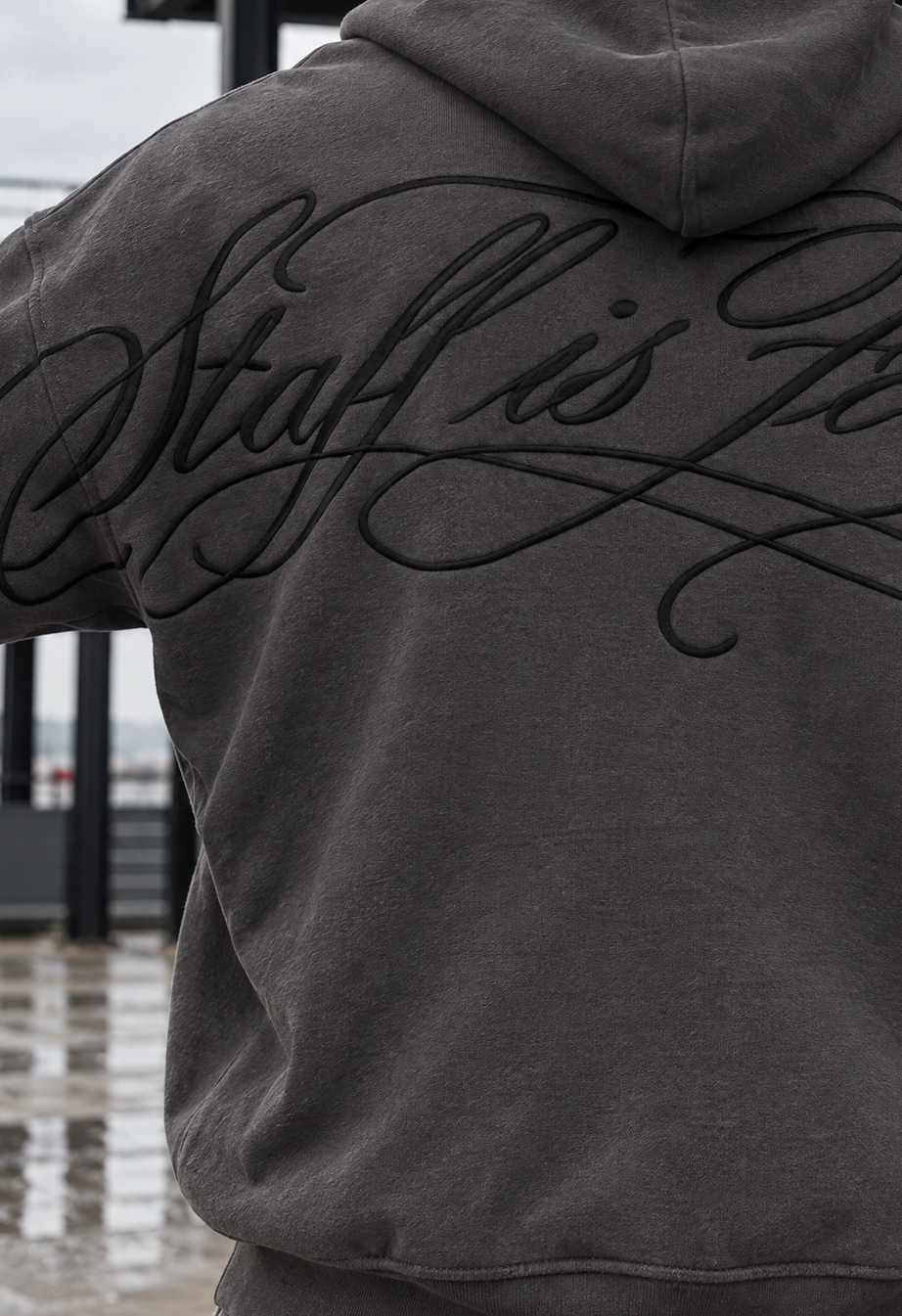 Bluza Staff zip logo dark gray premium oversize fleece